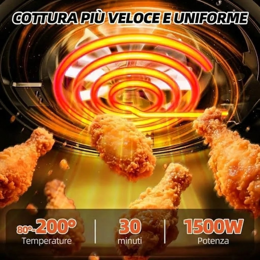 Friggitrice ad Aria 3,5L 6-in-1 – Piatti Croccanti con Meno Olio