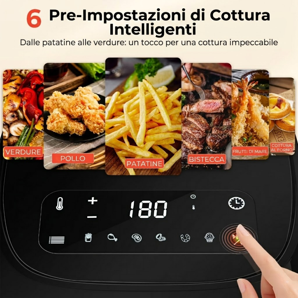 Friggitrice ad Aria 4,2L Touch LED – Piatti Croccanti in Pochi Minuti