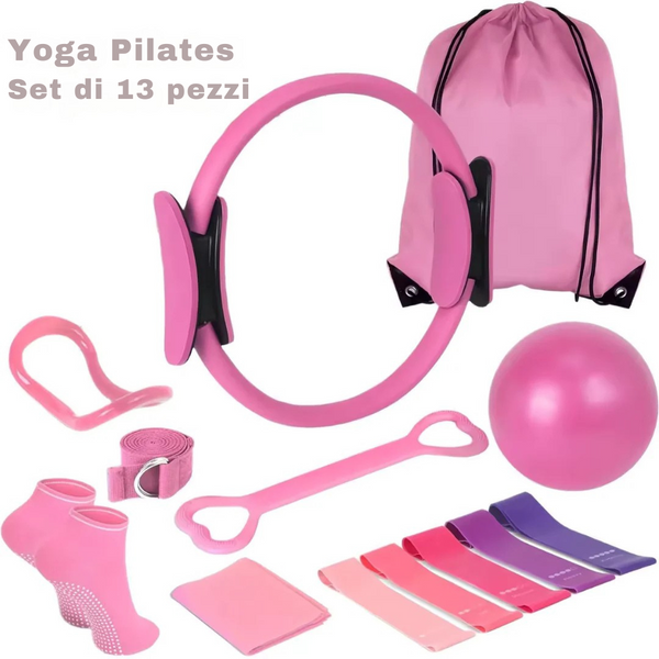 Kit Pilates 13-in-1 – Cerchio Magico, Fasce Elastiche, Palla e Accessori per Allenamento e Tonificazione a Casa - Salute Farma