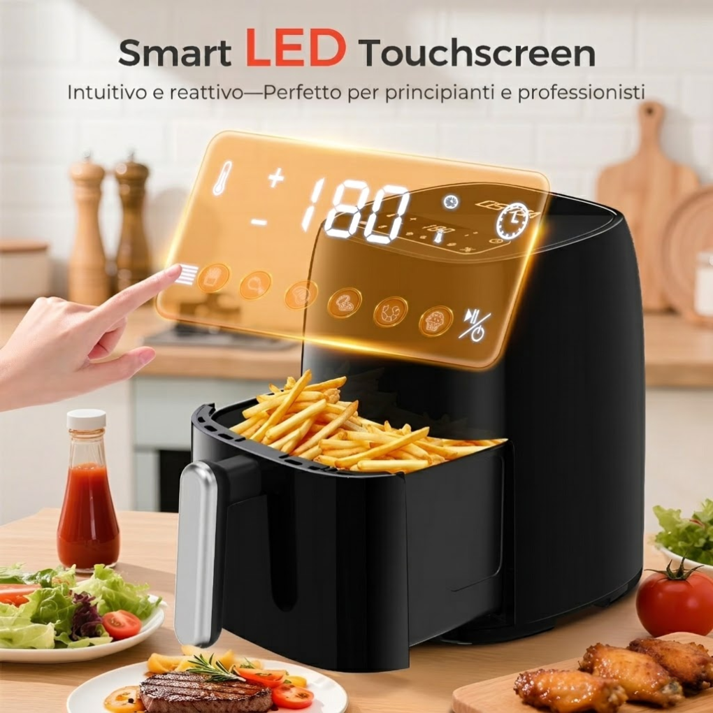 Friggitrice ad Aria 4,2L Touch LED – Piatti Croccanti in Pochi Minuti
