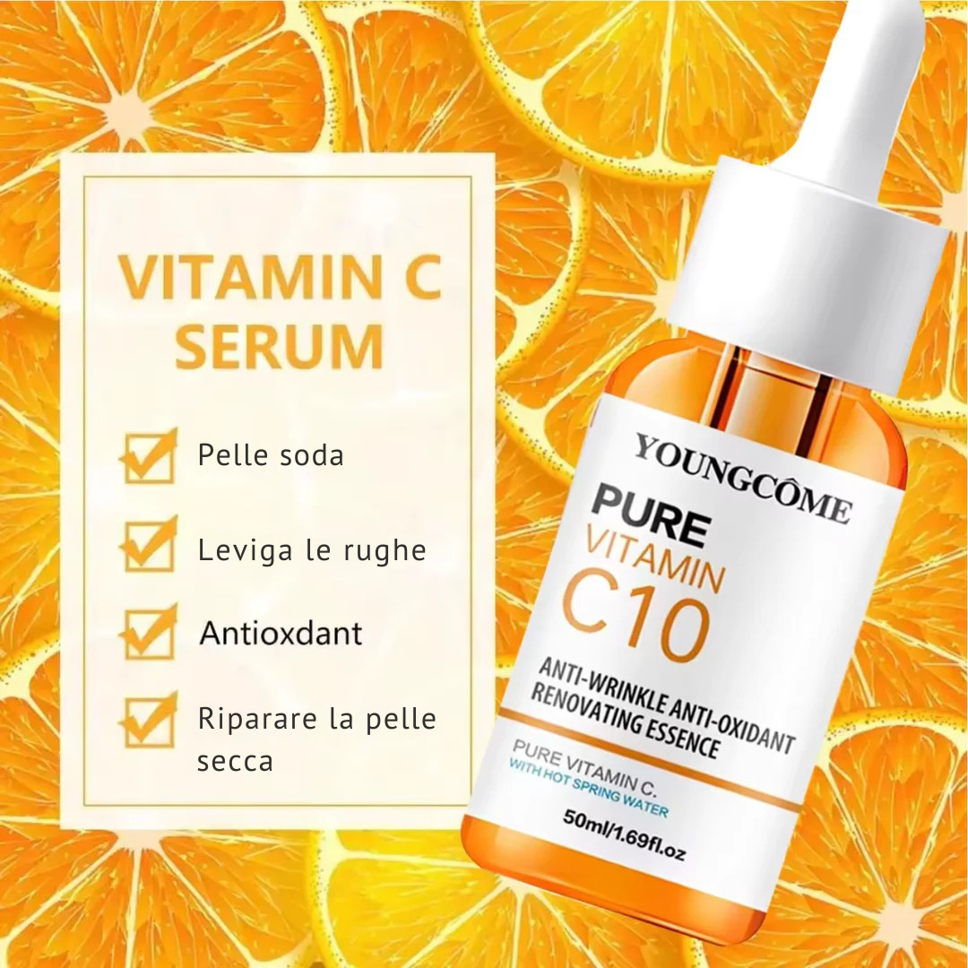 Siero Vitamina C Pura – Anti-Rughe, Antiossidante, Illuminante per Viso