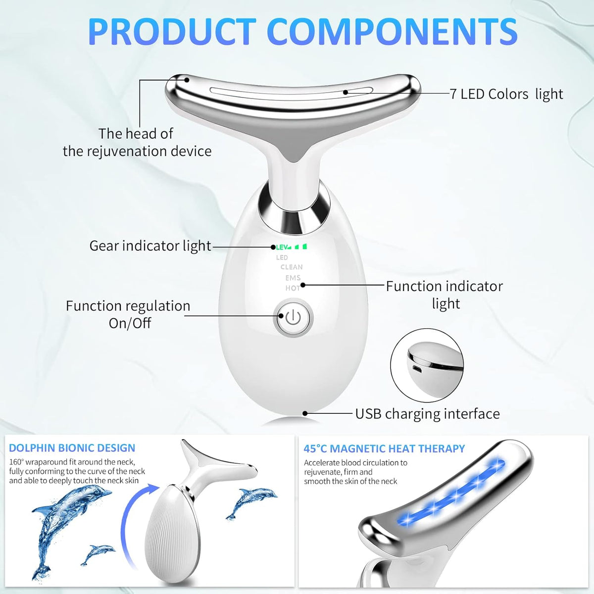 Massaggiatore Elettrico Per Collo E Viso Con Terapia A Led - Salute Farma