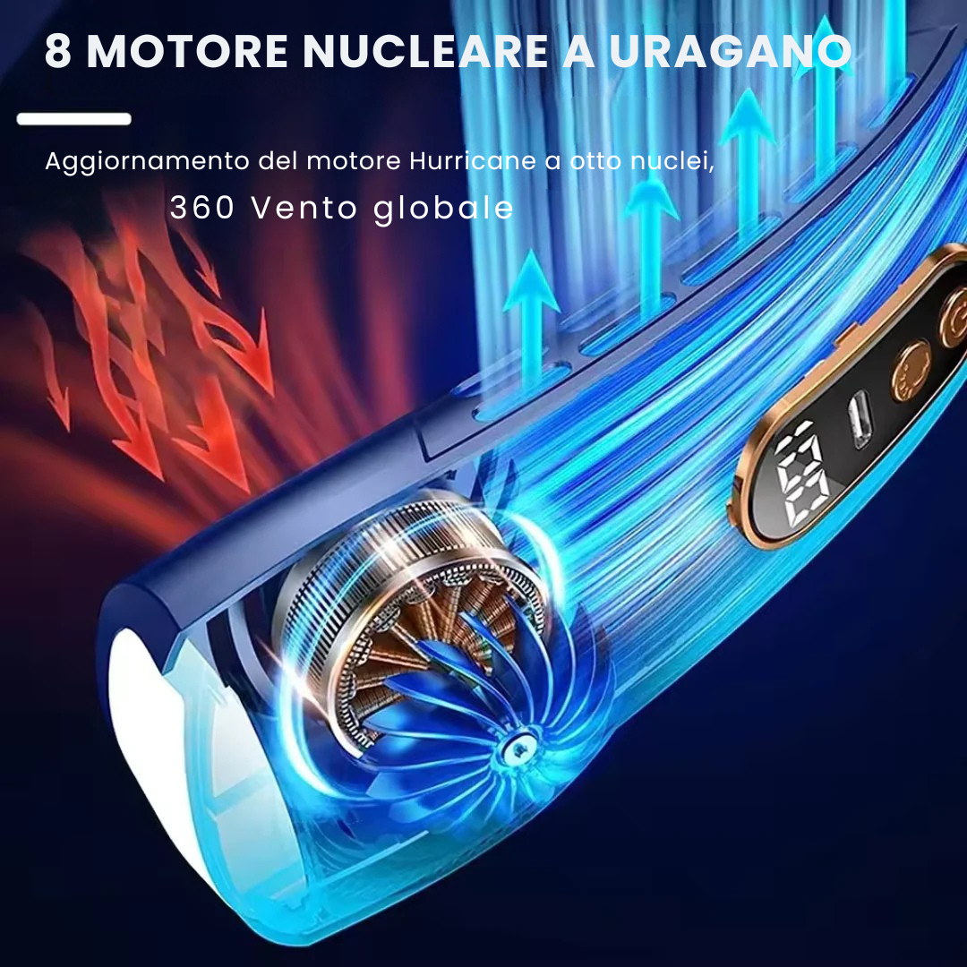 Ventilatore da collo ricaricabile senza pale con display digitale - Salute Farma