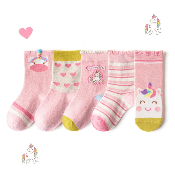 5 Paia – Calzini Fantasia da Bambina – Morbidi, Colorati e Confortevoli