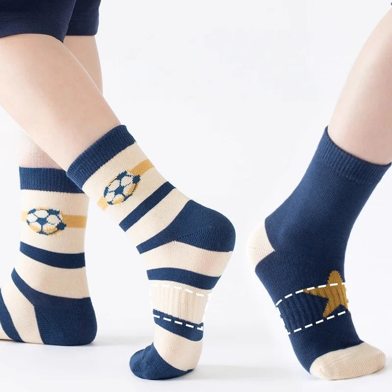 10 Paia – Calzini da Bambino in Cotone Morbido – Fantasie Sportive, Comodi e Traspiranti