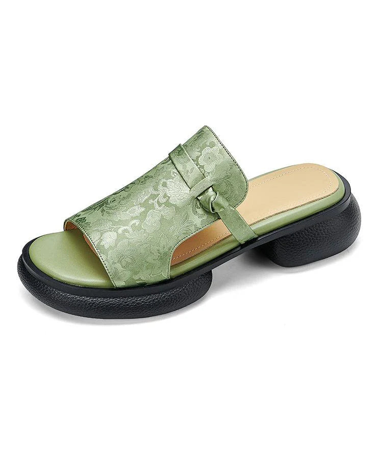 Stile cinese Verde Splicing Piattaforma Scivolare Sandali - Salute Farma