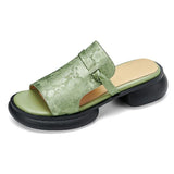 Stile cinese Verde Splicing Piattaforma Scivolare Sandali - Salute Farma