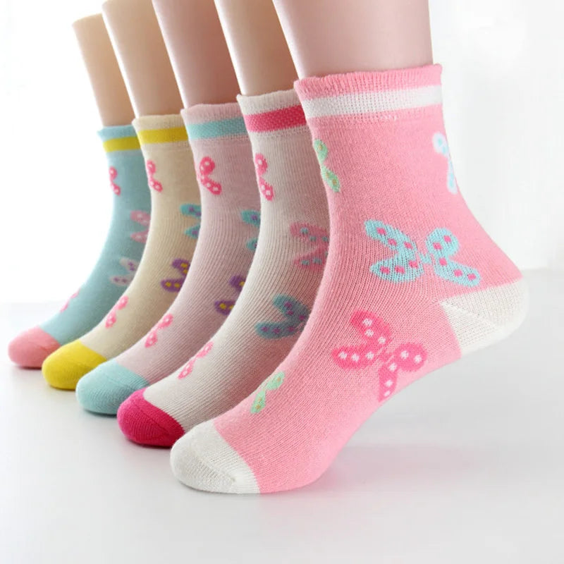 5 Paia – Calzini Fantasia da Bambina in Cotone