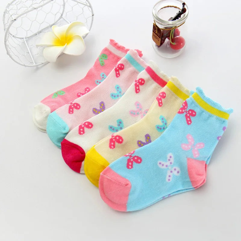 5 Paia – Calzini Fantasia da Bambina in Cotone