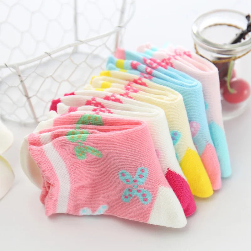 5 Paia – Calzini Fantasia da Bambina in Cotone