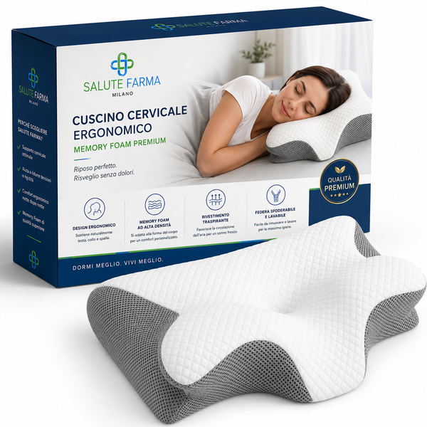 Cuscino Cervicale Memory Foam Ortopedico per Dolore al Collo e Sonno Rilassante