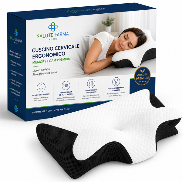 Cuscino Cervicale Memory Foam Ortopedico per Dolore al Collo e Sonno Rilassante