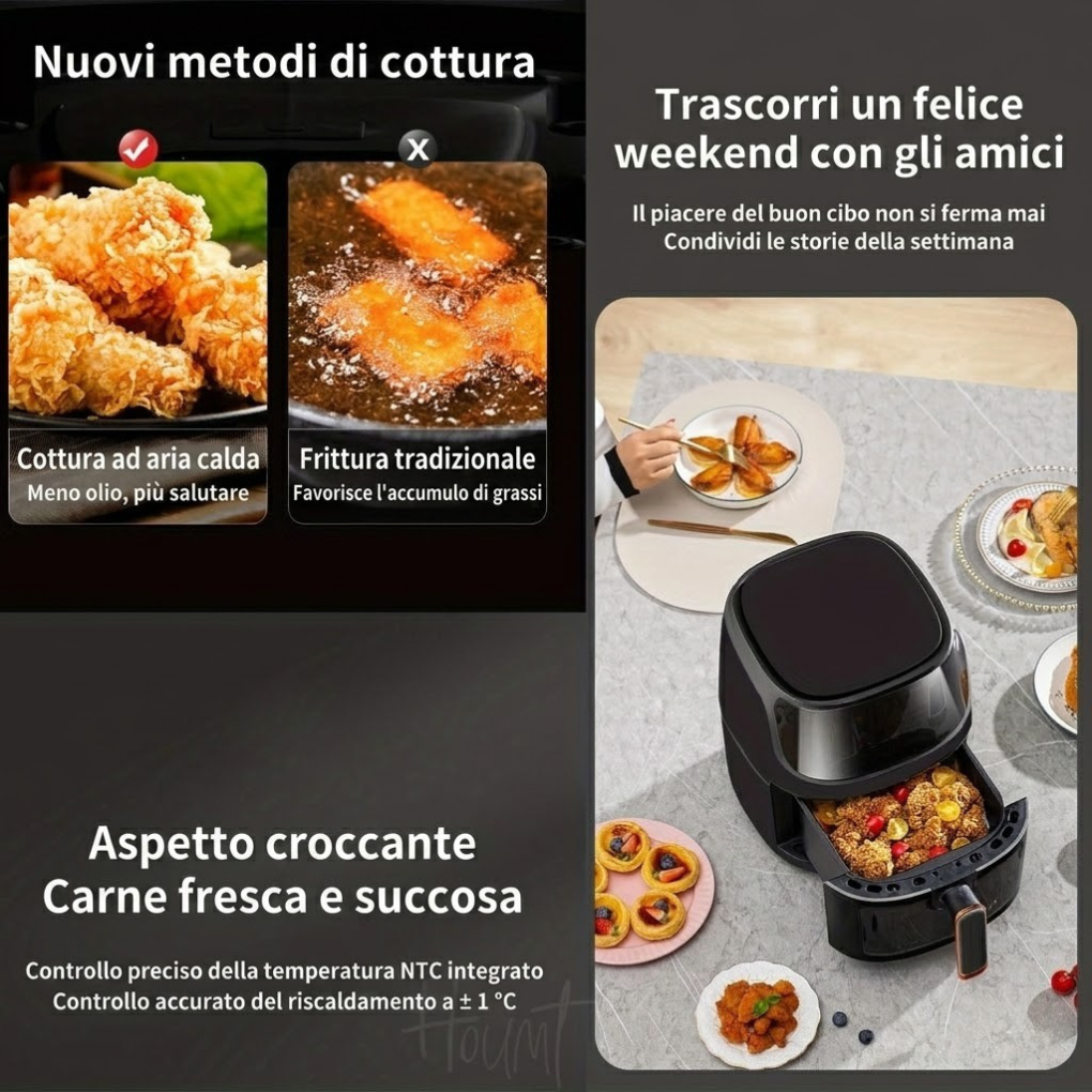 Friggitrice ad Aria 8L 2400W – Display LCD Intelligente Touchscreen