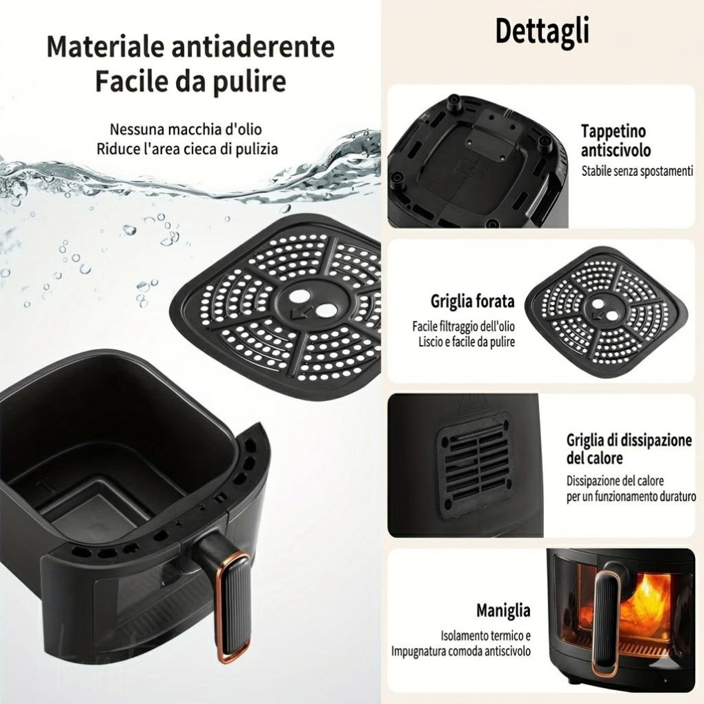 Friggitrice ad Aria 8L 2400W – Display LCD Intelligente Touchscreen