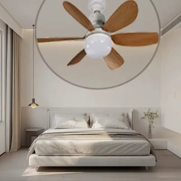 Ventilatore da Soffitto con Luce LED e Telecomando – Pale in Legno Silenzioso Moderno