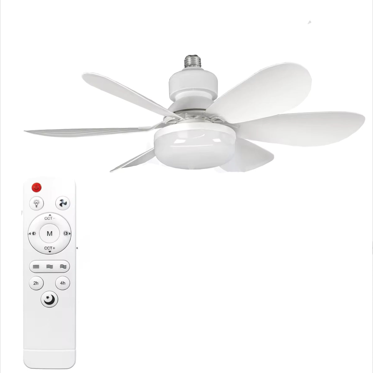 Ventilatore da Soffitto E27 con Luce LED e Telecomando – 5 Pale Silenzioso Moderno