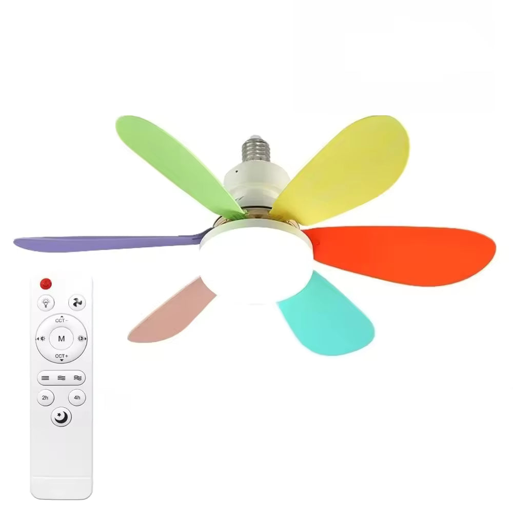 Ventilatore da Soffitto E27 con Luce LED e Telecomando – 5 Pale Silenzioso Moderno