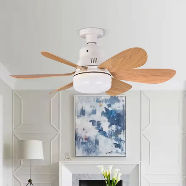 Ventilatore da Soffitto con Luce LED e Telecomando – Pale in Legno Silenzioso Moderno
