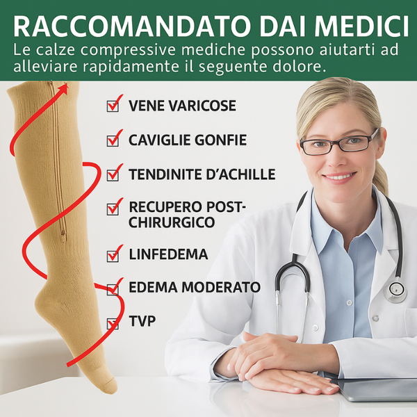 Calze a Compressione con Cerniera – Migliora la Circolazione e Garantisce Comfort Prolungato - Salute Farma