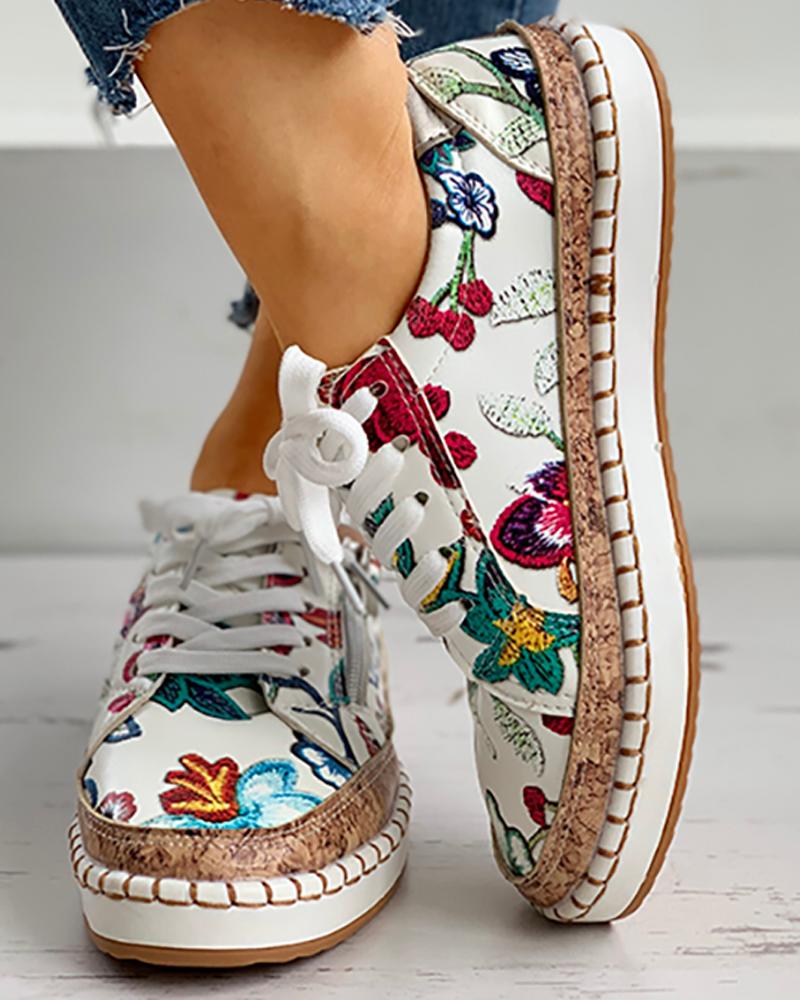 Scarpe vulcanizzate floreali da donna 8