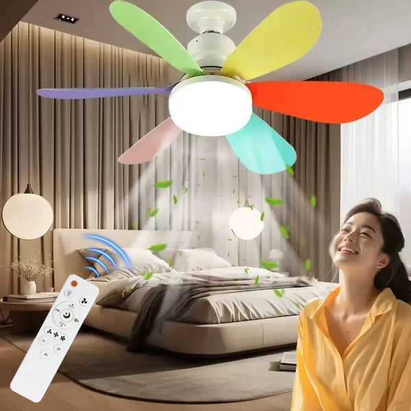 Ventilatore da Soffitto E27 con Luce LED e Telecomando – 5 Pale Silenzioso Moderno