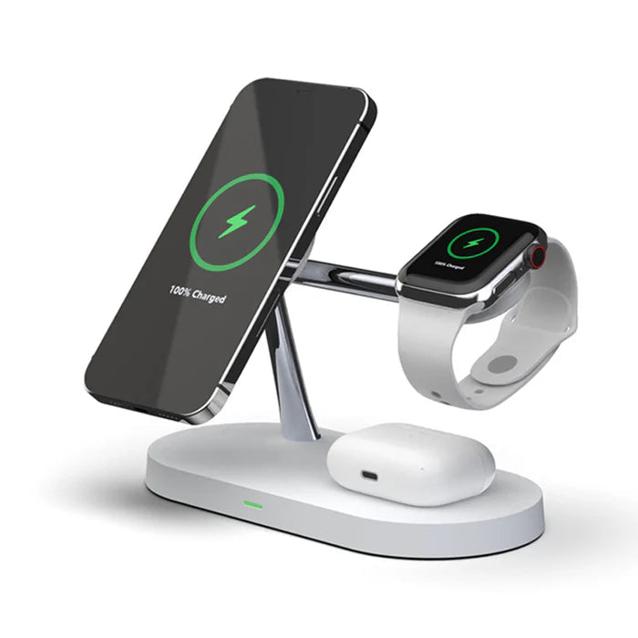 Stazione di ricarica wireless MagSafe 4 in 1: supporto di ricarica rapida per iPhone, Apple Watch e AirPods
