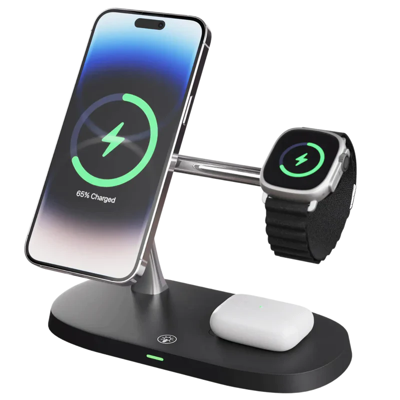 Stazione di ricarica wireless MagSafe 4 in 1: supporto di ricarica rapida per iPhone, Apple Watch e AirPods