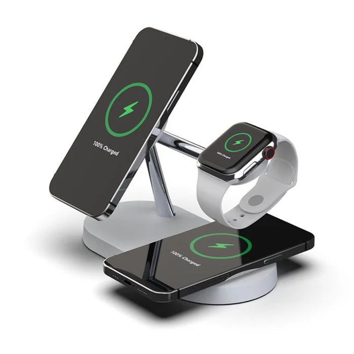 Stazione di ricarica wireless MagSafe 4 in 1: supporto di ricarica rapida per iPhone, Apple Watch e AirPods