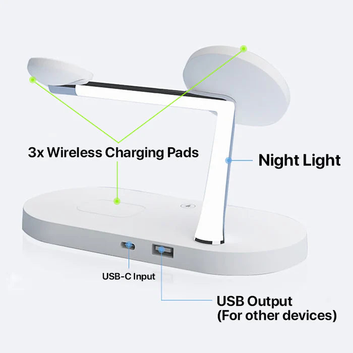 Stazione di ricarica wireless MagSafe 4 in 1: supporto di ricarica rapida per iPhone, Apple Watch e AirPods