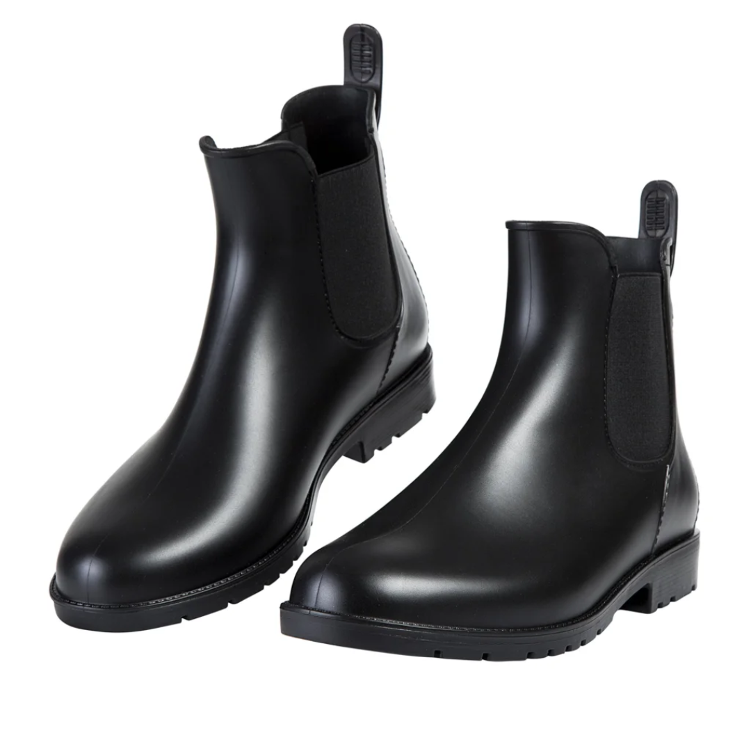 Stivali da pioggia donna impermeabili – Chelsea boots in pelle nera alla caviglia, eleganti e comodi | RainBelle™