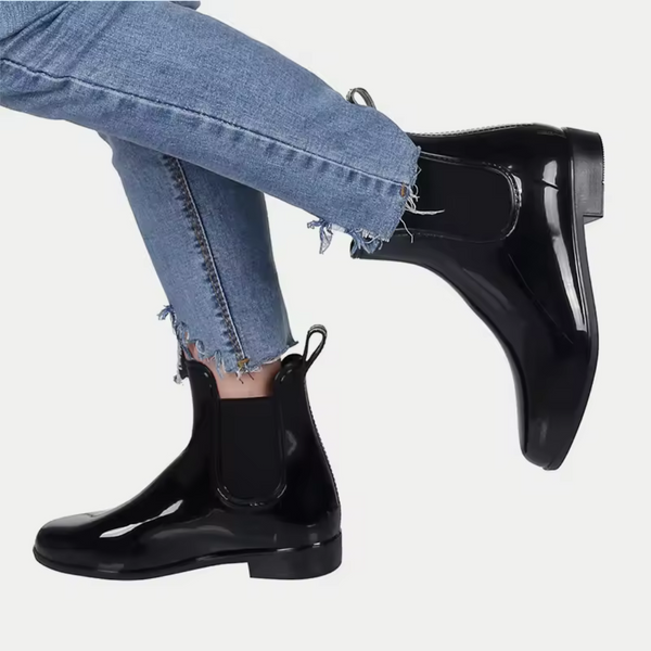 Stivali da pioggia donna impermeabili – Chelsea boots in pelle nera alla caviglia, eleganti e comodi | RainBelle™