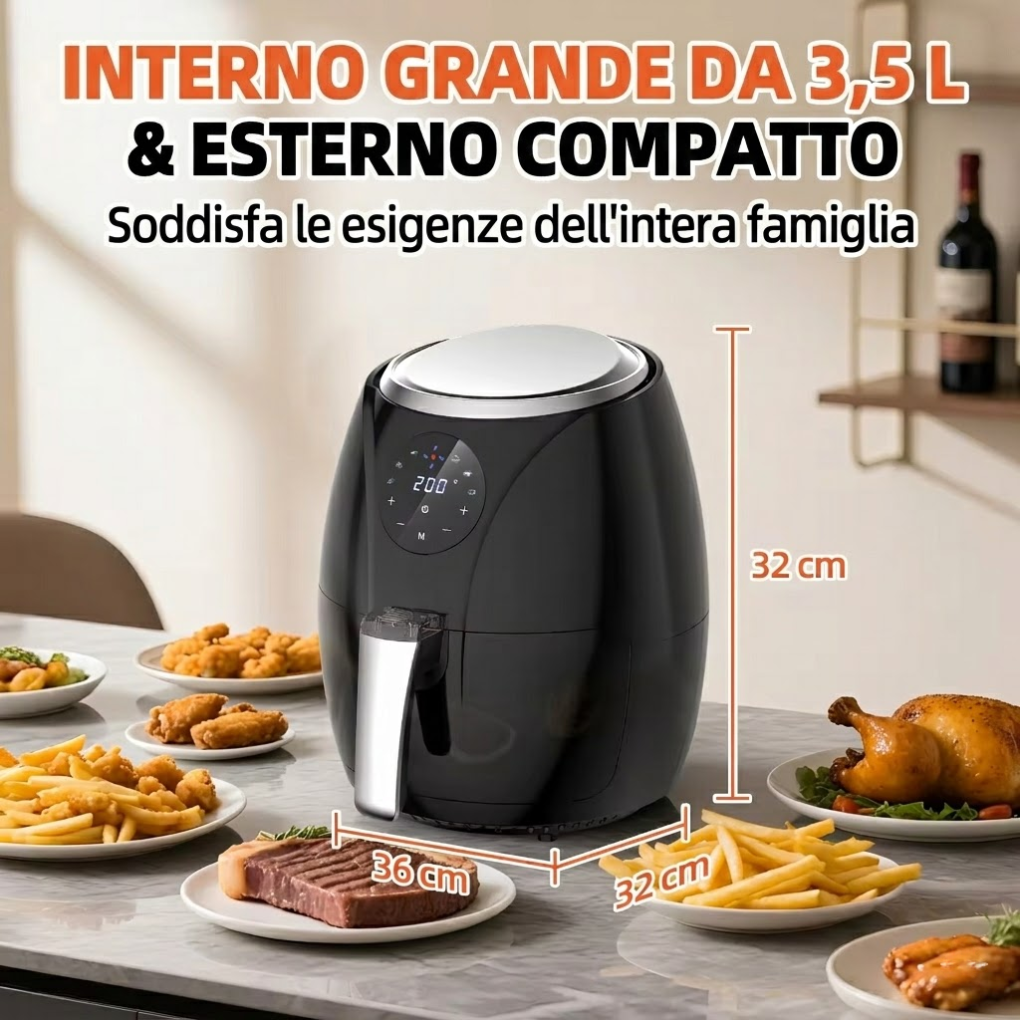 Friggitrice ad Aria 3,5L 6-in-1 – Piatti Croccanti con Meno Olio