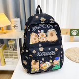 Zaino alla moda ed elegante con motivo a cartoni animati Capibara: design carino e capiente - Salute Farma