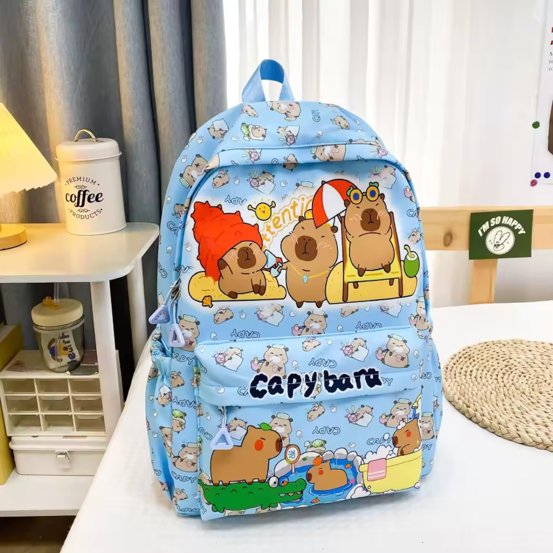 Zaino alla moda ed elegante con motivo a cartoni animati Capibara: design carino e capiente - Salute Farma