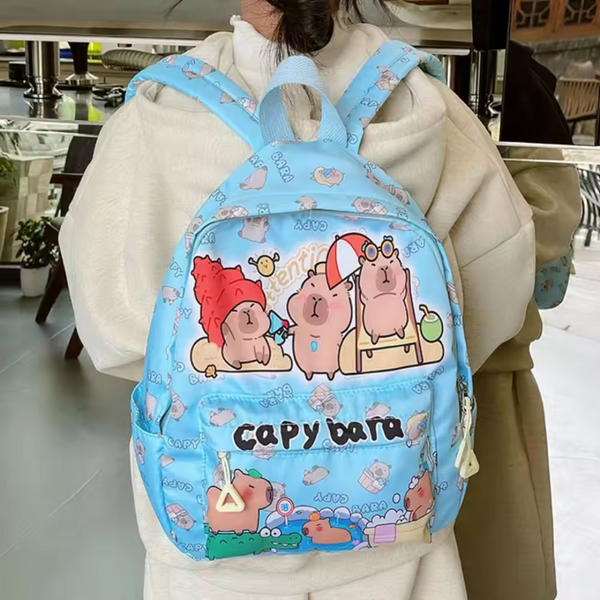 Zaino alla moda ed elegante con motivo a cartoni animati Capibara: design carino e capiente - Salute Farma
