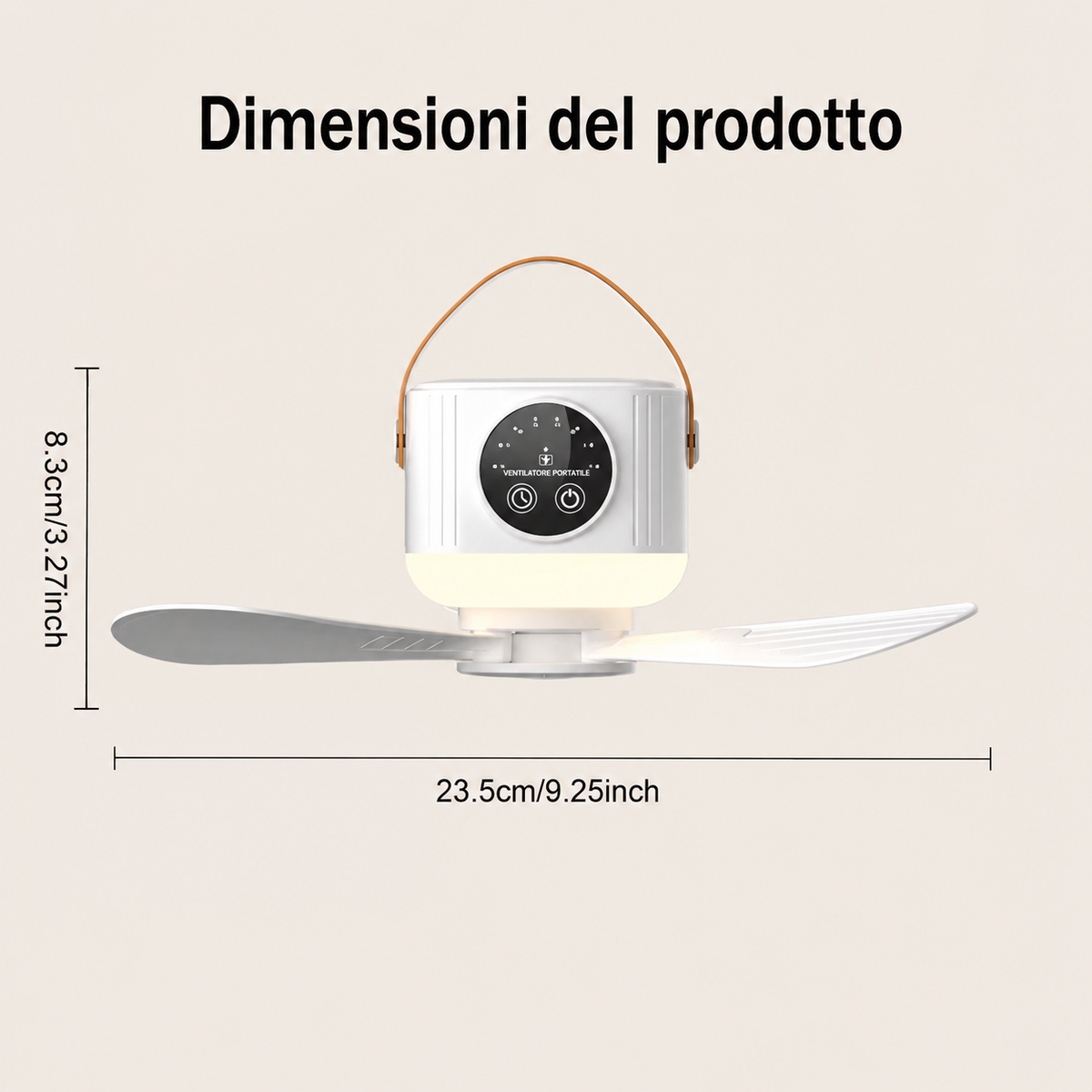 Ventilatore Portatile da Appendere da Campeggio con Luce LED e Telecomando – Ricaricabile USB Senza Installazione