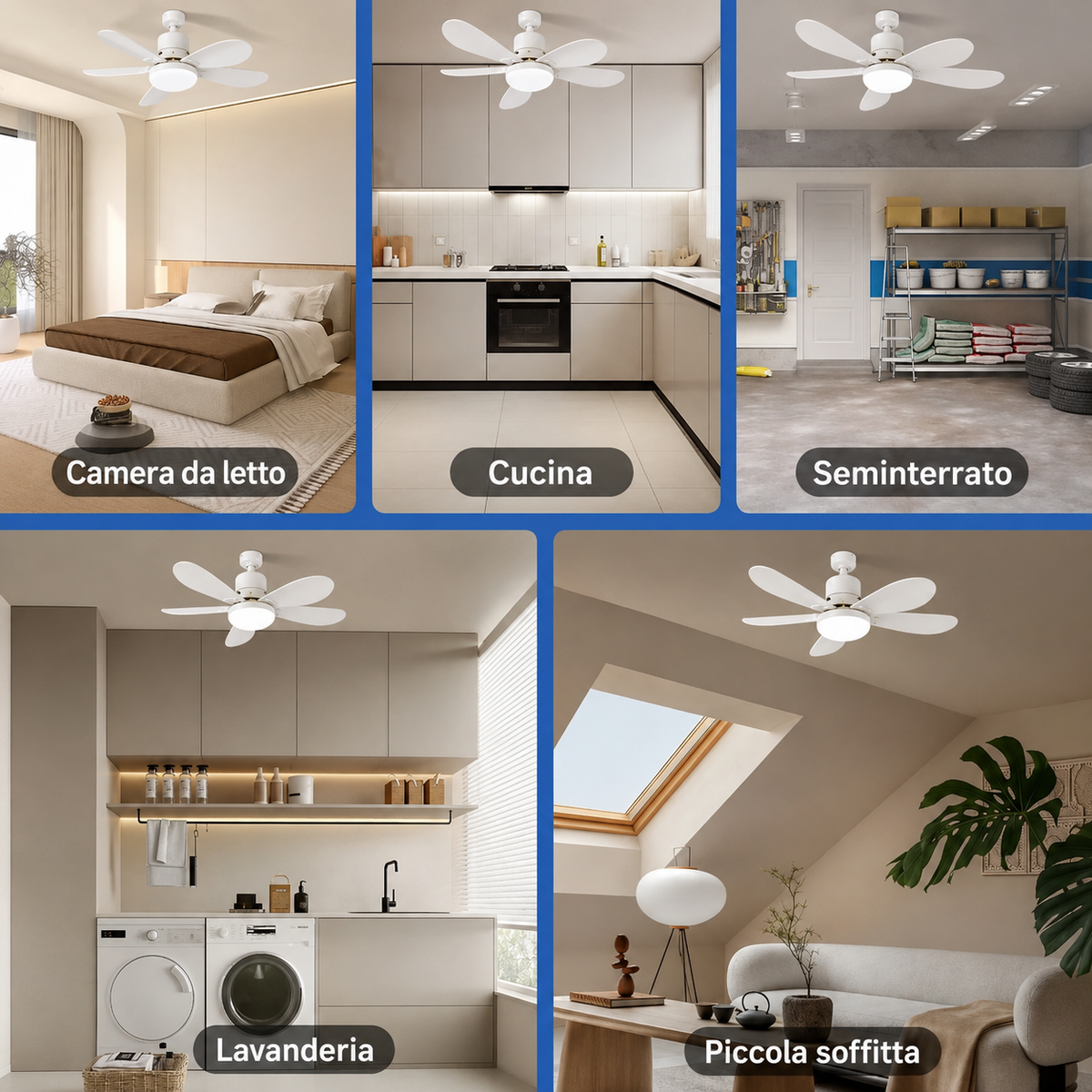 Ventilatore da Soffitto E27 con Luce LED e Telecomando – 5 Pale Silenzioso Moderno