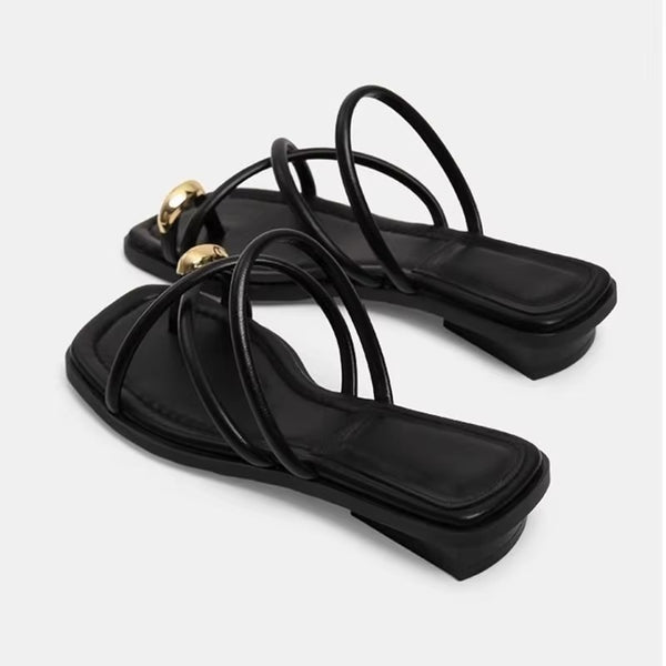 Sandali Donna Bassi Infradito con Anello Decorativo – Eleganti Tinta Unita
