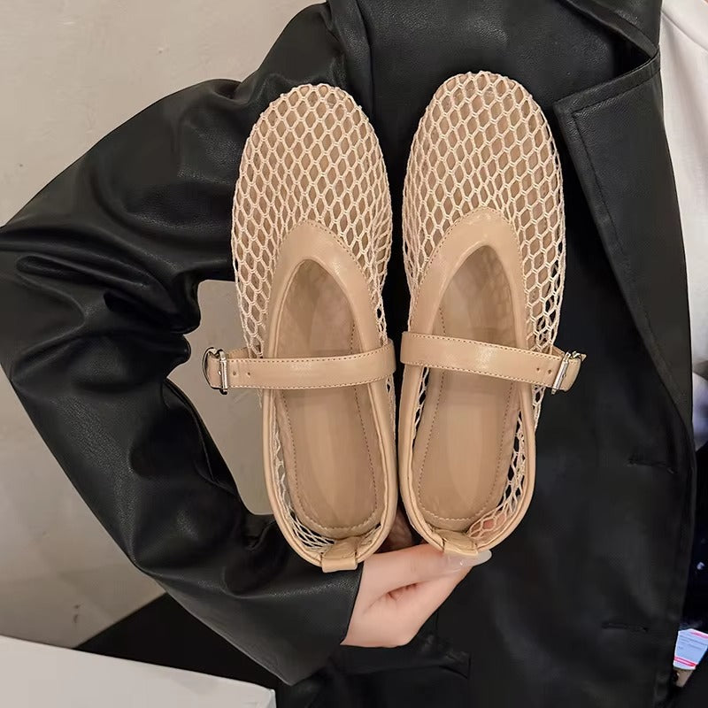 Ballerine Donna Traforate Mary Jane – Scarpe Estive Rete con Cinturino