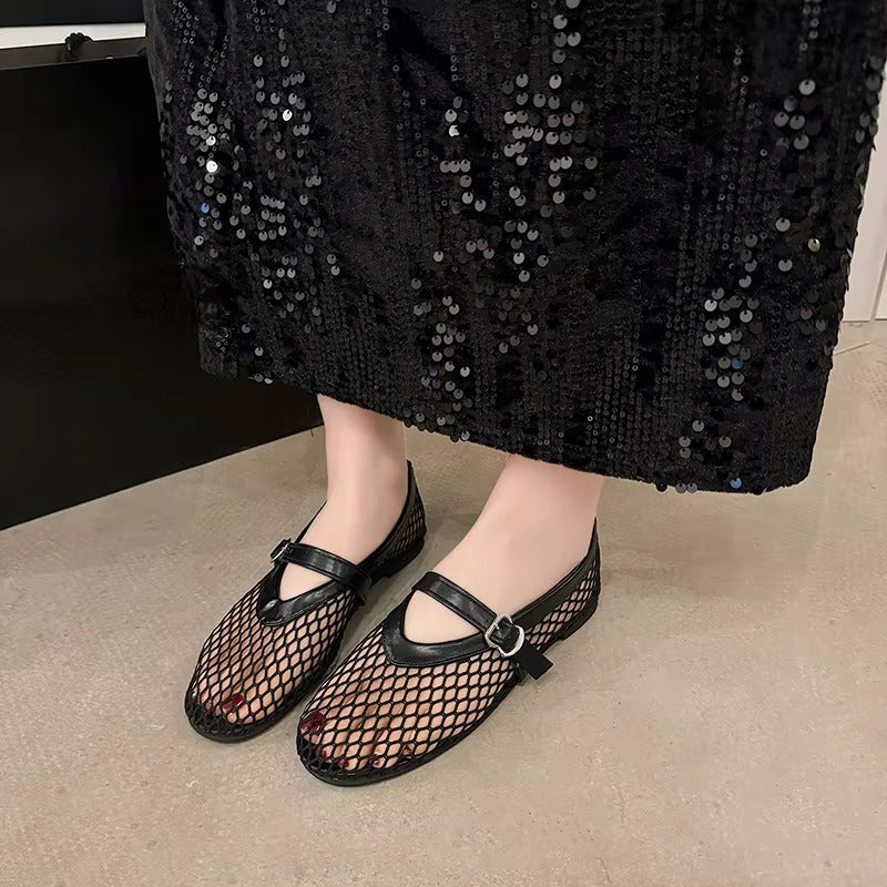 Ballerine Donna Traforate Mary Jane – Scarpe Estive Rete con Cinturino