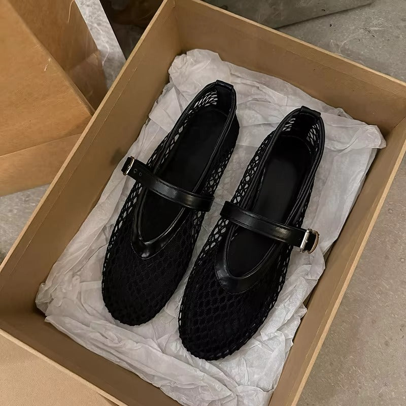 Ballerine Donna Traforate Mary Jane – Scarpe Estive Rete con Cinturino
