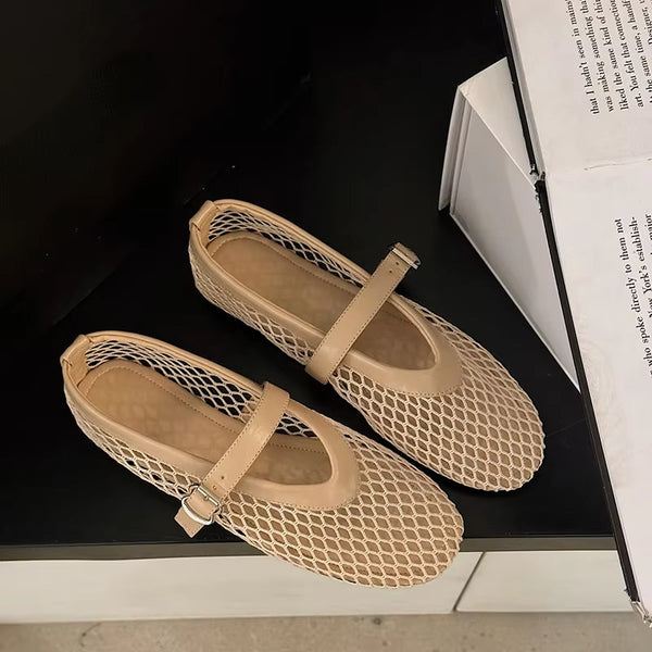 Ballerine Donna Traforate Mary Jane – Scarpe Estive Rete con Cinturino