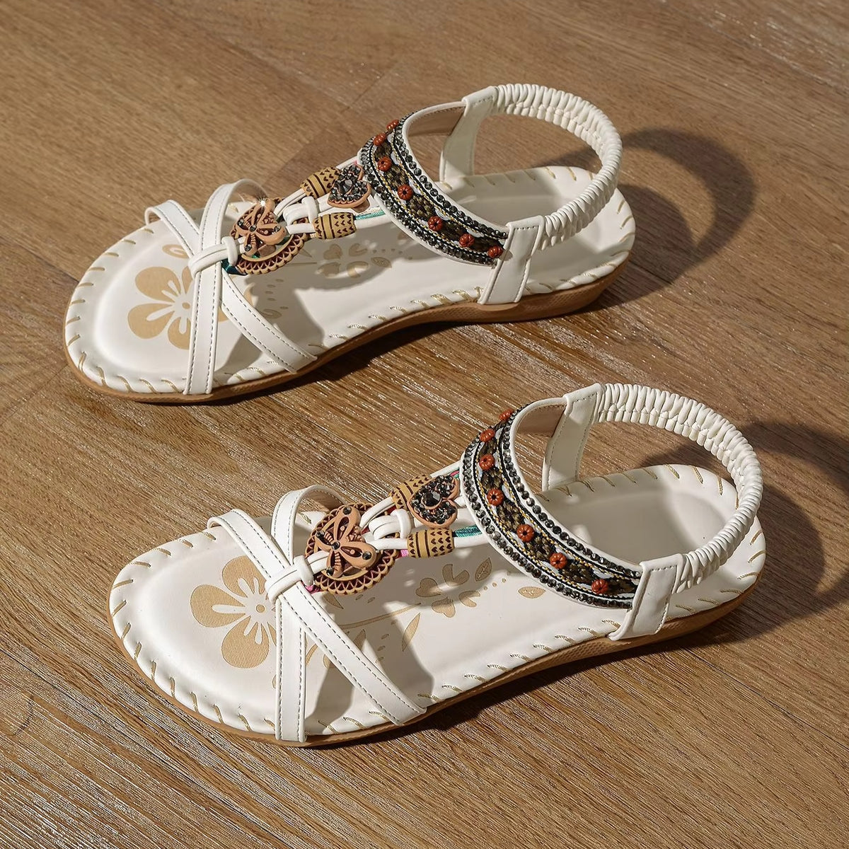 Sandali Donna Boho con Farfalla – Scarpe Etniche Estive Strass Perline